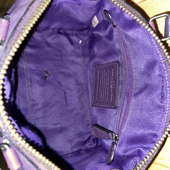 Coach Dark Plum Ryder Satchel Leather Handbag with Turnlock - Picture 9 of 12